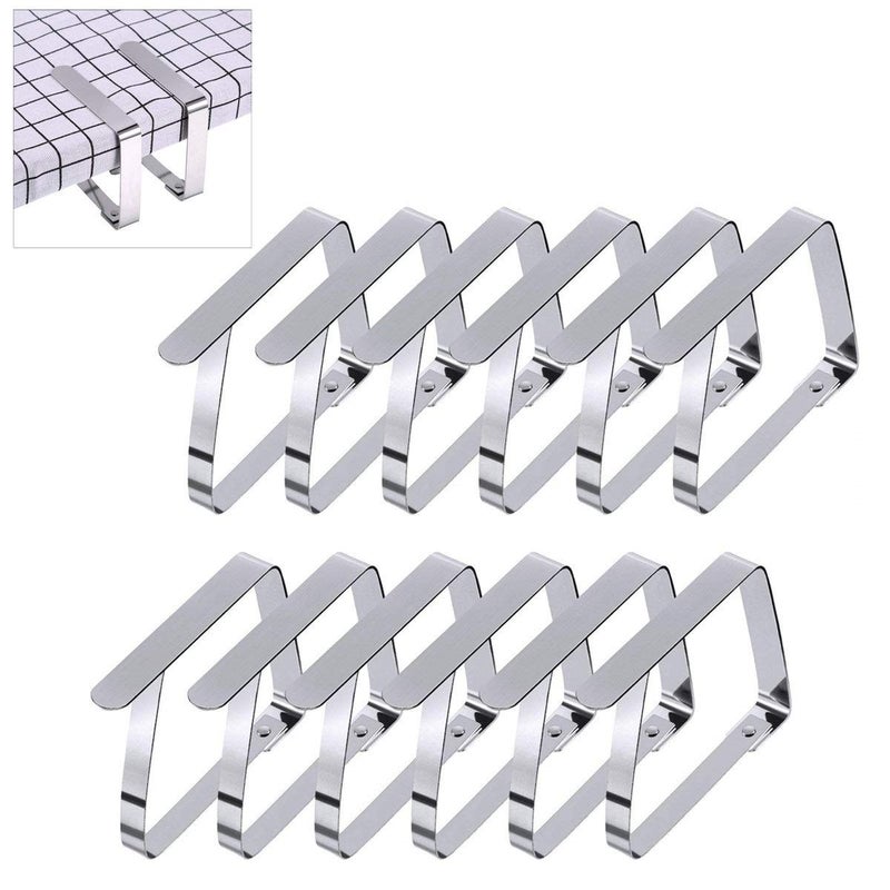 SCRENDY Outdoor Tablecloth Clips Large Table Cover Clamps for 2 Inch Thick Tables, Flexible Stainless Steel Picnic Table Cloth Clips Holders (12 pcs) - Image 1